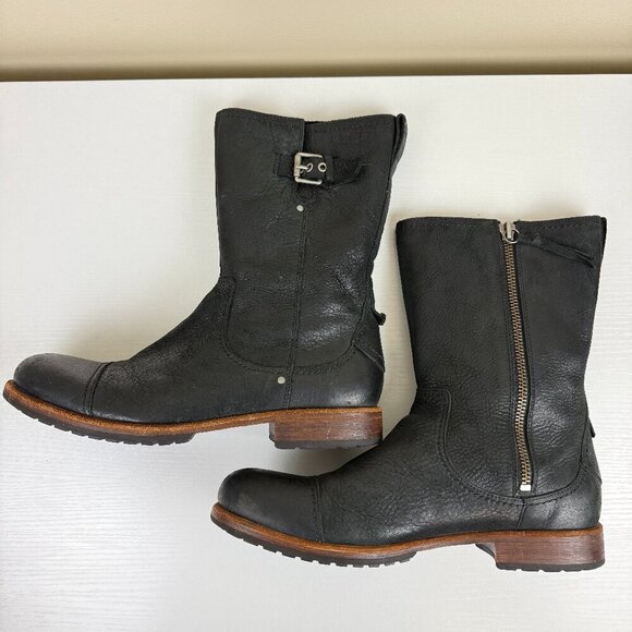 Like New UGG Kern Black Leather Biker Moto Boots S/N 1003838 main image 11
